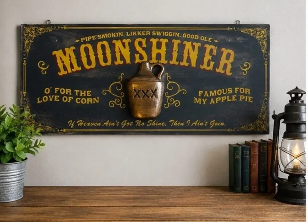 Rustic Moonshiner Sign Wall Decor 24x11”